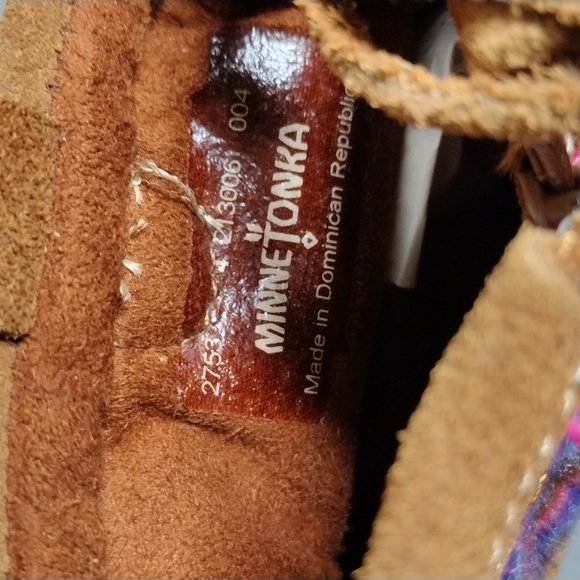 MINNETONKA GIRL 4 BROWN SUEDE BOOTIES PINK BLUE AZTEC SWEATER ZIP ENTRY - Picture 6 of 8